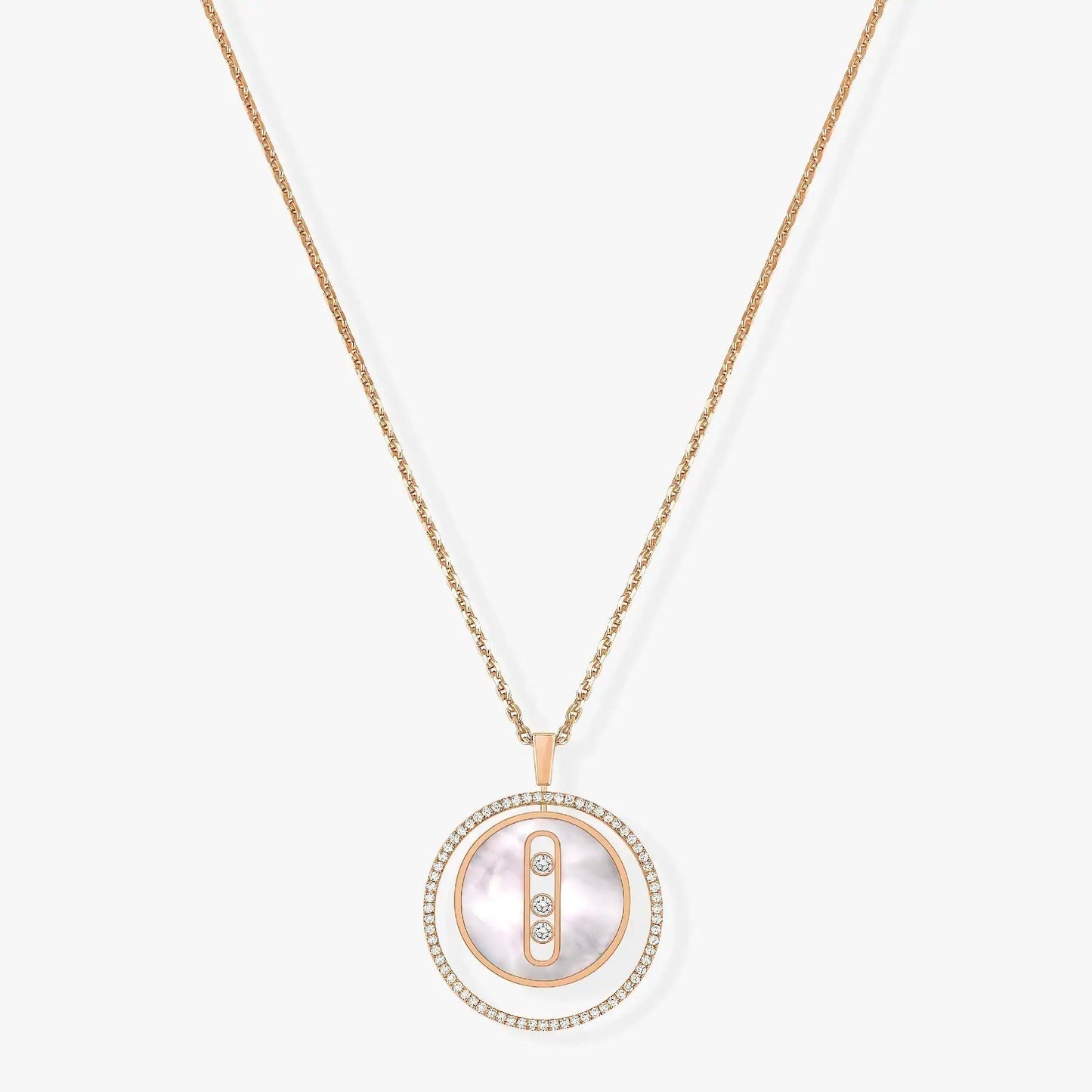 [Noble Aura jewelry]LUCKY MOVE MM NACRE BLANCHE DIAMOND NECKLACE