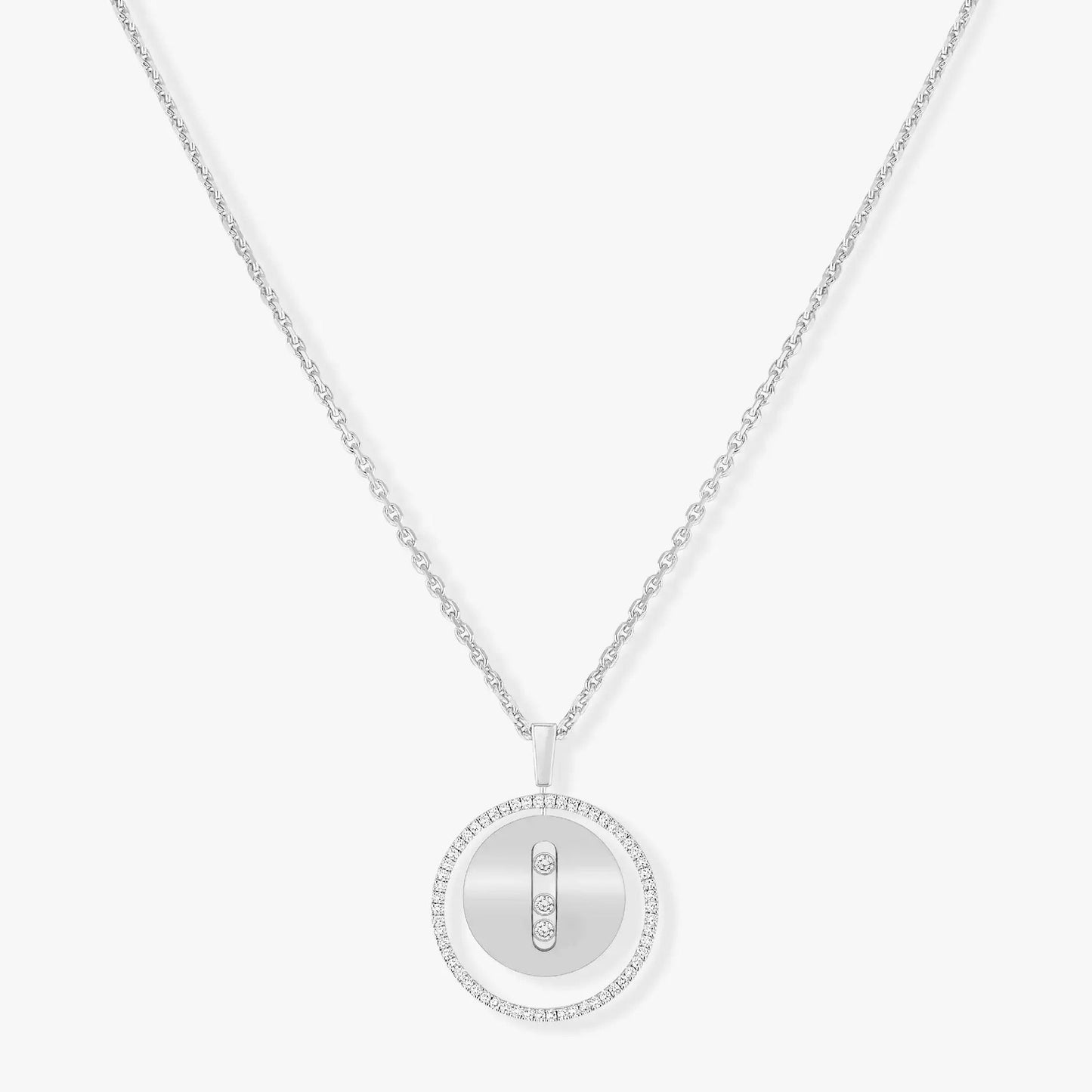 [Noble Aura jewelry]LUCKY MOVE MM SILVER DIAMOND NECKLACE