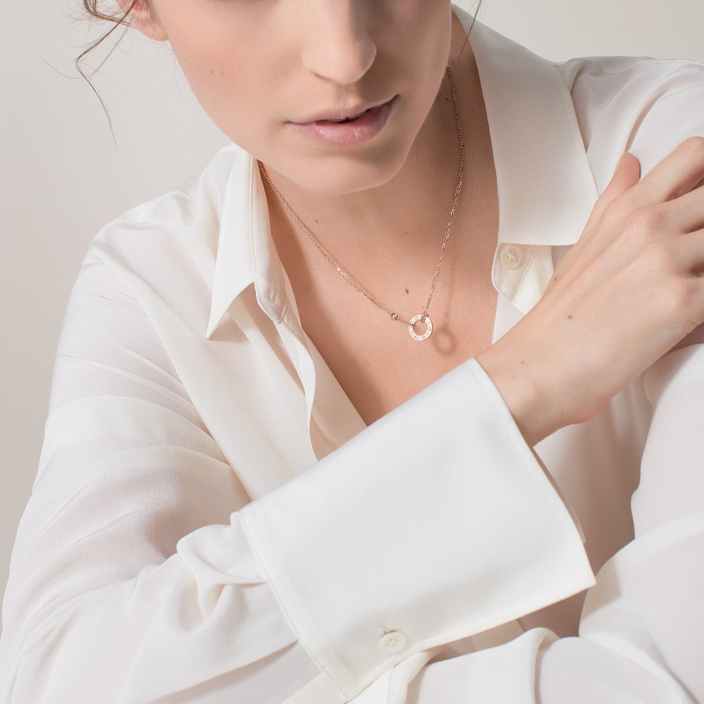[Noble Aura jewelry]LOVE NECKLACE 16MM 2 DIAMONDS