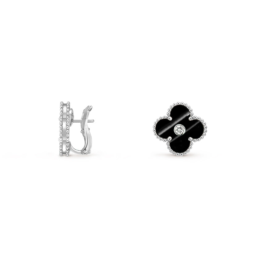 [Noble Aura jewelry]CLOVER SILVER 15MM MOP DIAMOND EARRINGS COLLECTION