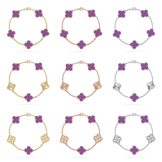 [Noble Aura jewelry] CLOVER 5 MOTIF VIOLET BRACELET COLLECTION