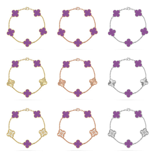 [Noble Aura jewelry] CLOVER 5 MOTIF VIOLET BRACELET COLLECTION