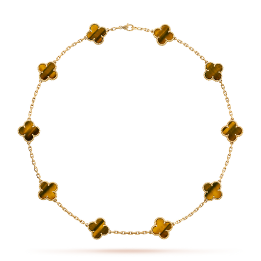 [Noble Aura jewelry]CLOVER 10 MOTIFS TIGER EYE NECKLACE