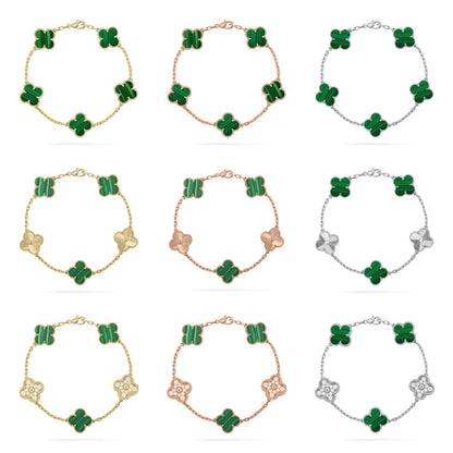 [Noble Aura jewelry] CLOVER 5 MOTIF MALACHITE BRACELET COLLECTION