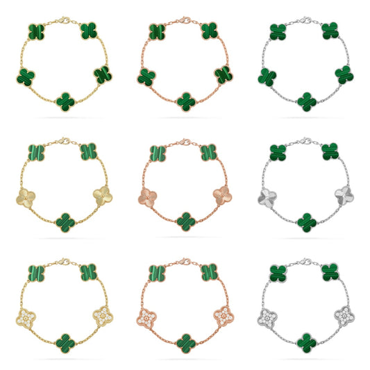 [Noble Aura jewelry] CLOVER 5 MOTIF MALACHITE BRACELET COLLECTION