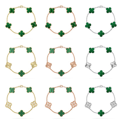[Noble Aura jewelry] CLOVER 5 MOTIF MALACHITE BRACELET COLLECTION