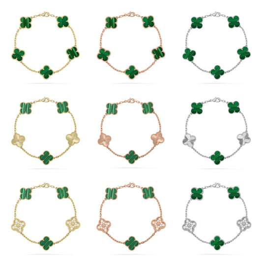[Noble Aura jewelry] CLOVER 5 MOTIF MALACHITE BRACELET COLLECTION