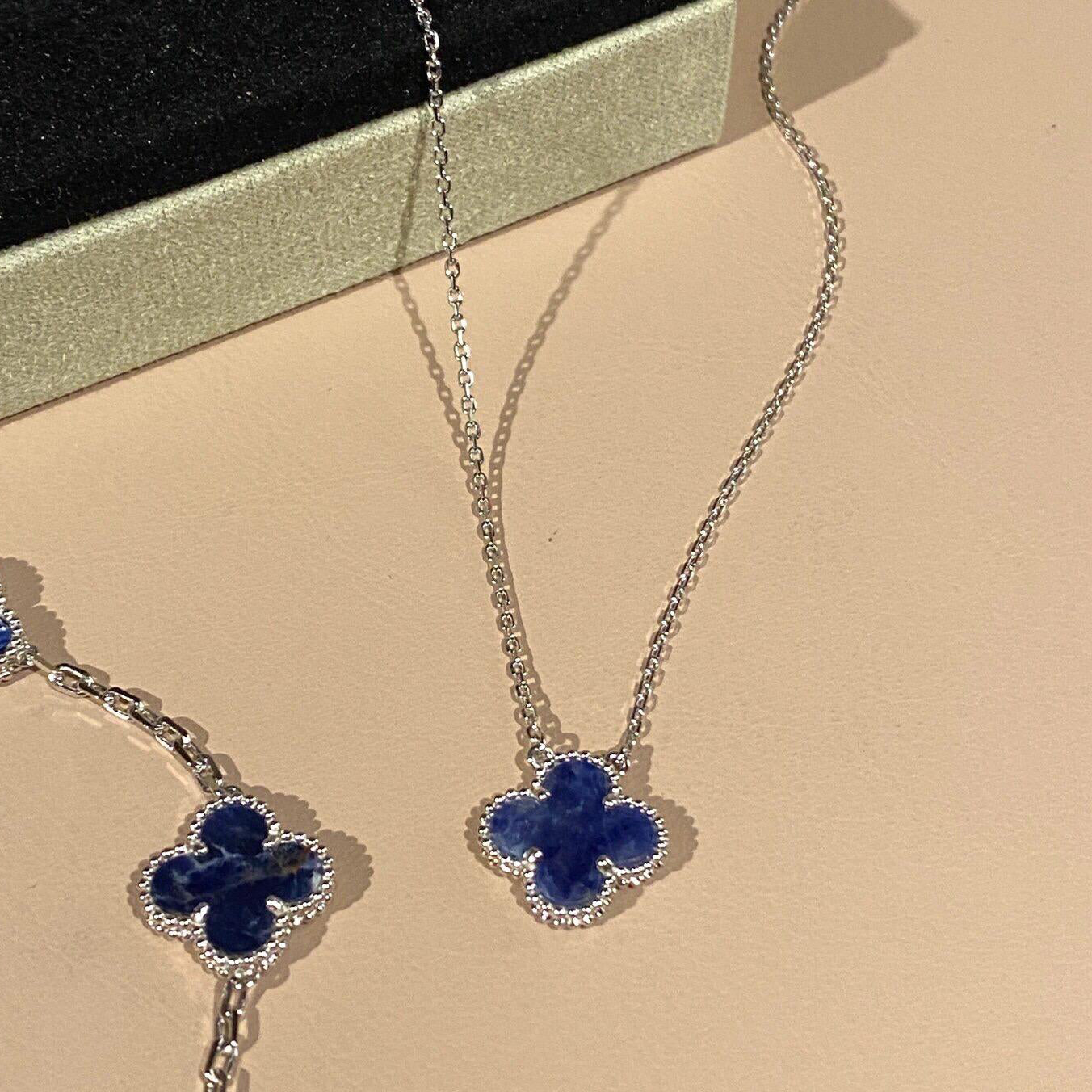 [Noble Aura jewelry]CLOVER 15MM PIETERSITE NECKLACE SILVER