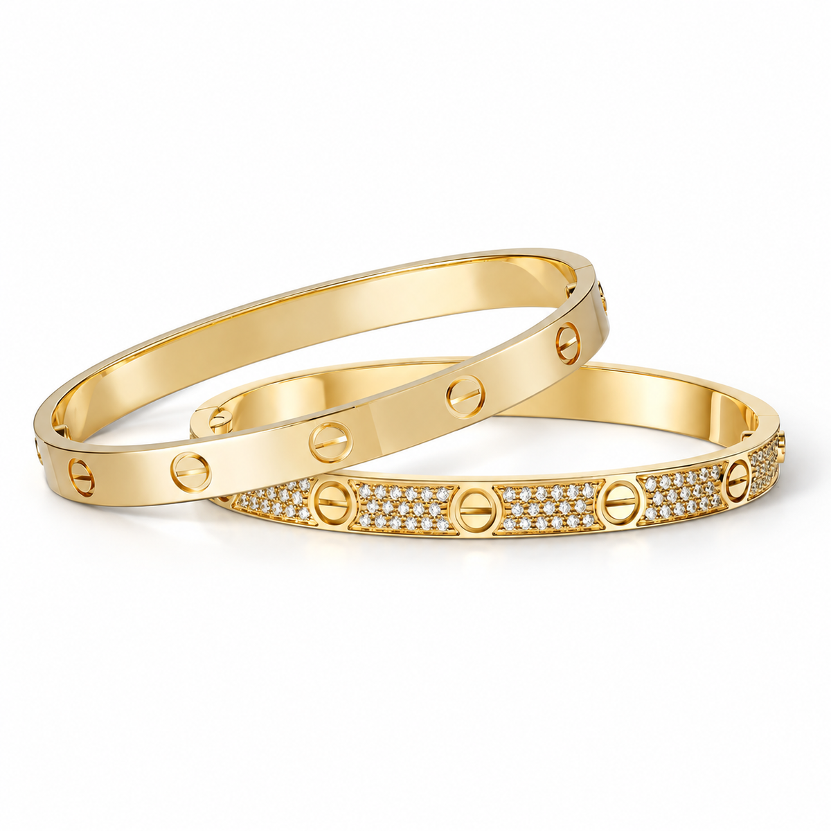 [Noble Aura jewelry] LOVE  Classic & Diamond-Paved Bracelet Stack Set
