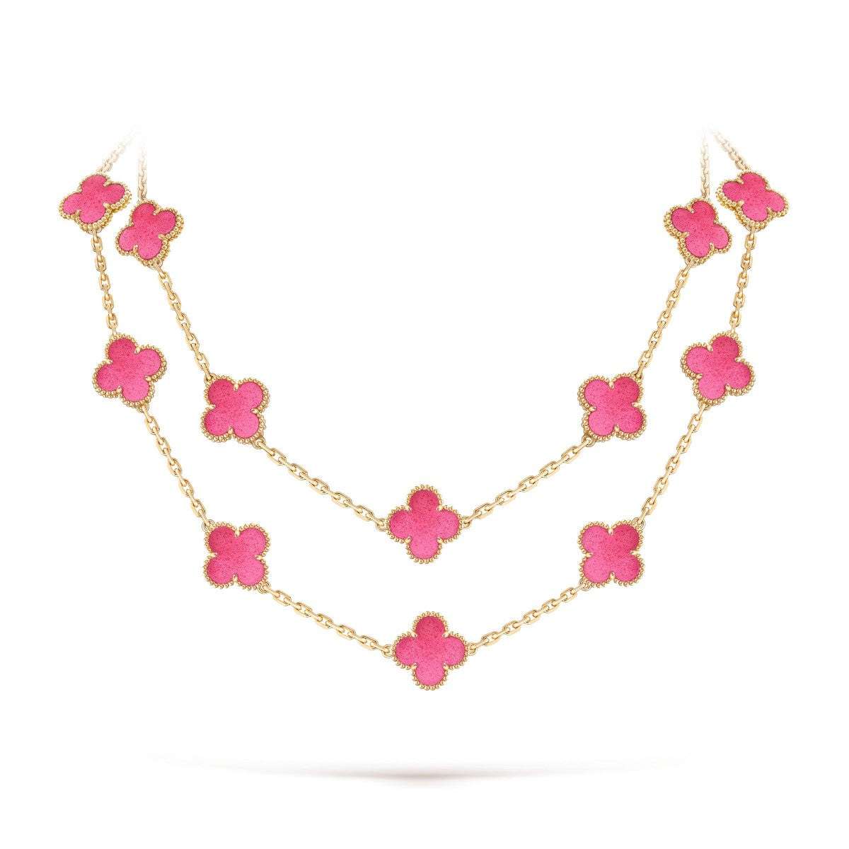 [Noble Aura jewelry]Clover Pink Enamel Necklace & Earring Jewelry Set