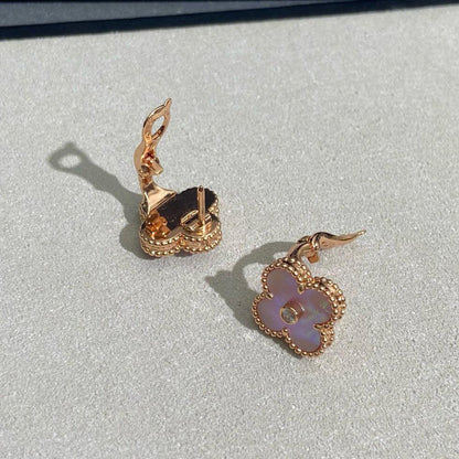 [Noble Aura jewelry]CLOVER MEDIUM 1 DIAMOND PINK EARRINGS