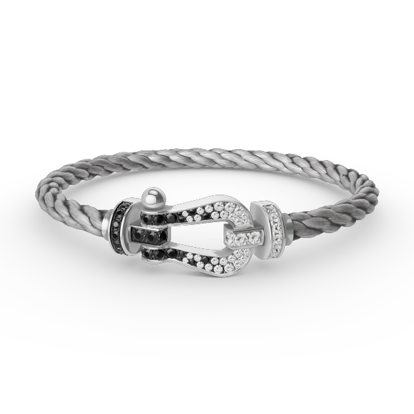 [Noble Aura jewelry]FORCE LARGE HORSESHOE BLACK WHITE DIAMOND BRACELET SILVER