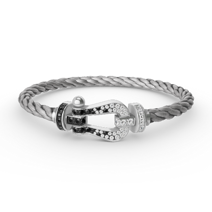 [Noble Aura jewelry]FORCE LARGE HORSESHOE BLACK WHITE DIAMOND BRACELET SILVER