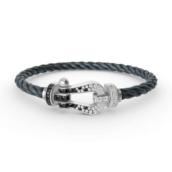 [Noble Aura jewelry]FORCE LARGE HORSESHOE BLACK WHITE DIAMOND BRACELET SILVER