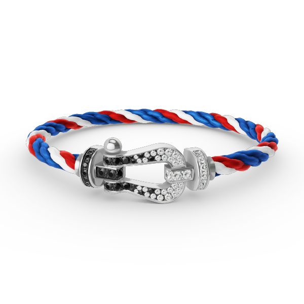 [Noble Aura jewelry]FORCE LARGE HORSESHOE BLACK WHITE DIAMOND BRACELET SILVER