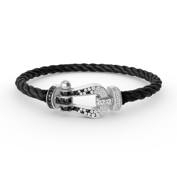 [Noble Aura jewelry]FORCE LARGE HORSESHOE BLACK WHITE DIAMOND BRACELET SILVER