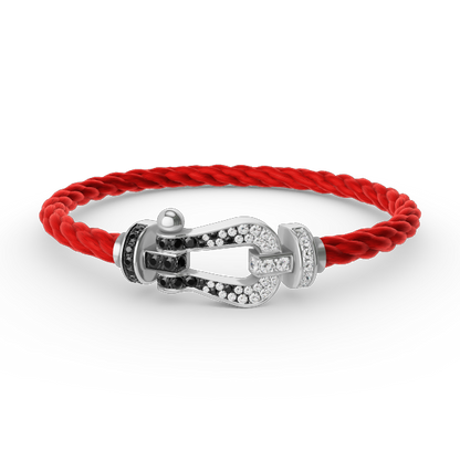 [Noble Aura jewelry]FORCE LARGE HORSESHOE BLACK WHITE DIAMOND BRACELET SILVER