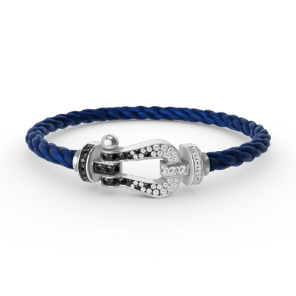 [Noble Aura jewelry]Pave Gemstone Love &Force Large Horseshoe Diamond Duo Bracelet Stack Set