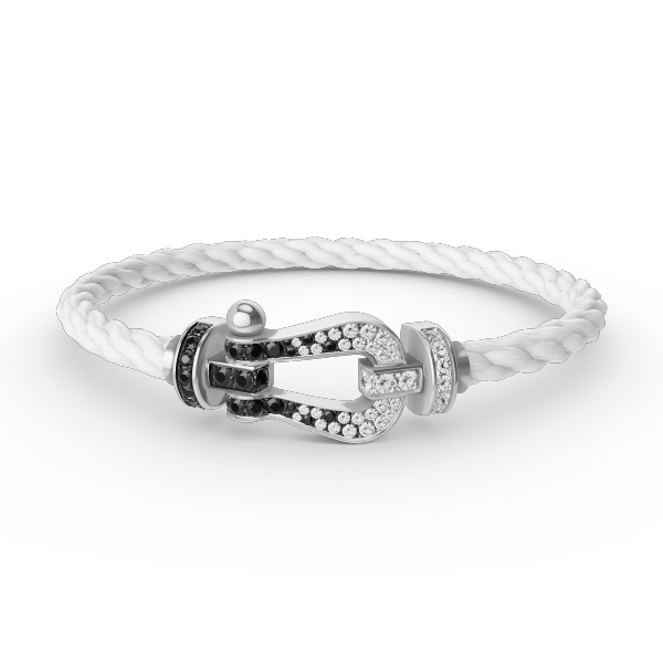 [Noble Aura jewelry]FORCE LARGE HORSESHOE BLACK WHITE DIAMOND BRACELET SILVER