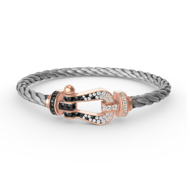 [Noble Aura jewelry]FORCE LARGE HORSESHOE BLACK WHITE DIAMOND BRACELET ROSE GOLD