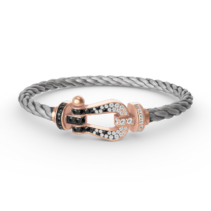 [Noble Aura jewelry]FORCE LARGE HORSESHOE BLACK WHITE DIAMOND BRACELET ROSE GOLD