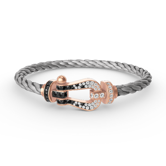[Noble Aura jewelry]FORCE LARGE HORSESHOE BLACK WHITE DIAMOND BRACELET ROSE GOLD
