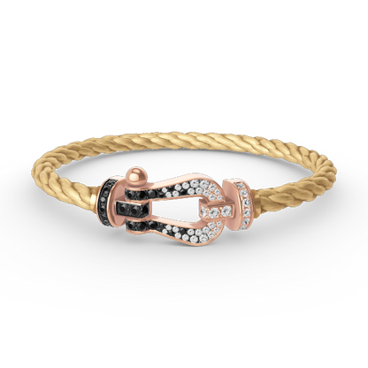 [Noble Aura jewelry]FORCE LARGE HORSESHOE BLACK WHITE DIAMOND BRACELET ROSE GOLD