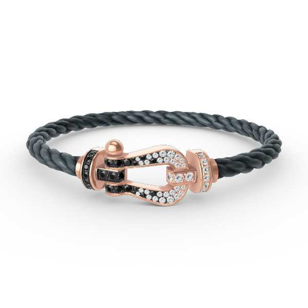 [Noble Aura jewelry]FORCE LARGE HORSESHOE BLACK WHITE DIAMOND BRACELET ROSE GOLD