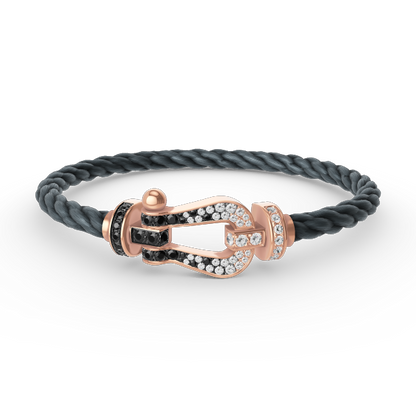 [Noble Aura jewelry]FORCE LARGE HORSESHOE BLACK WHITE DIAMOND BRACELET ROSE GOLD