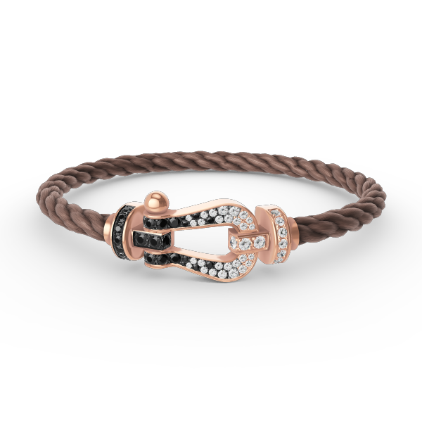 [Noble Aura jewelry]FORCE LARGE HORSESHOE BLACK WHITE DIAMOND BRACELET ROSE GOLD