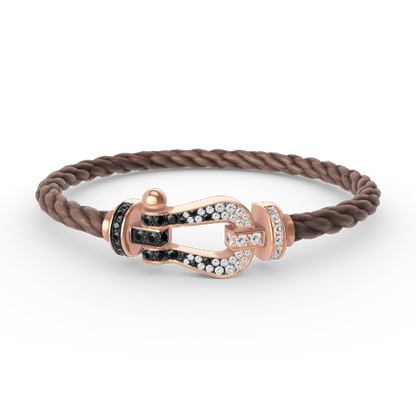 [Noble Aura jewelry]FORCE LARGE HORSESHOE BLACK WHITE DIAMOND BRACELET ROSE GOLD
