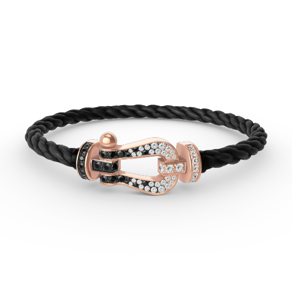 [Noble Aura jewelry]FORCE LARGE HORSESHOE BLACK WHITE DIAMOND BRACELET ROSE GOLD