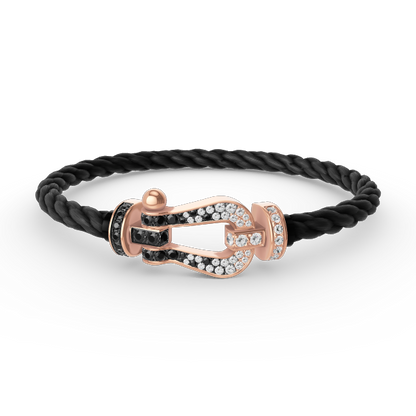 [Noble Aura jewelry]FORCE LARGE HORSESHOE BLACK WHITE DIAMOND BRACELET ROSE GOLD