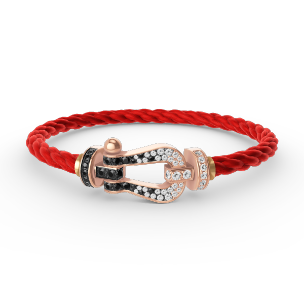 [Noble Aura jewelry]FORCE LARGE HORSESHOE BLACK WHITE DIAMOND BRACELET ROSE GOLD