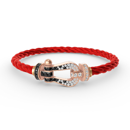 [Noble Aura jewelry]FORCE LARGE HORSESHOE BLACK WHITE DIAMOND BRACELET ROSE GOLD