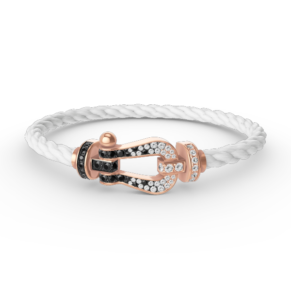 [Noble Aura jewelry]FORCE LARGE HORSESHOE BLACK WHITE DIAMOND BRACELET ROSE GOLD