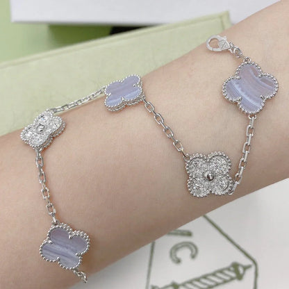 [Noble Aura jewelry] CLOVER 5 MOTIF PURPLE CHALCEDONY BRACELET COLLECTION
