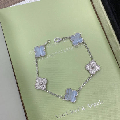 [Noble Aura jewelry] CLOVER 5 MOTIF PURPLE CHALCEDONY BRACELET COLLECTION
