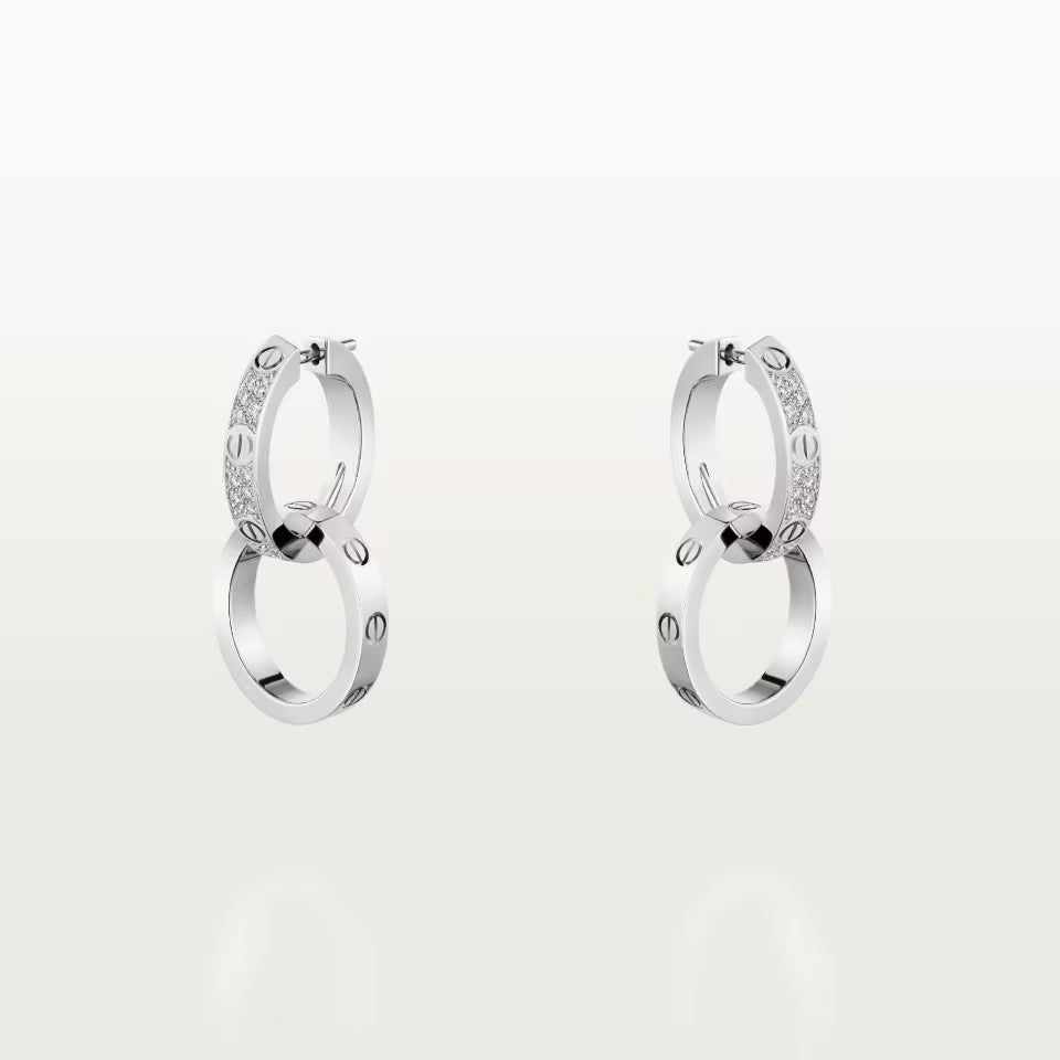 [Noble Aura jewelry]LOVE 3.3MM DANGLE HALF DIAMOND EARRINGS