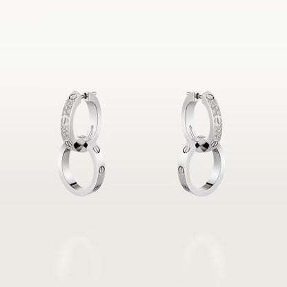 [Noble Aura jewelry]LOVE 3.3MM DANGLE HALF DIAMOND EARRINGS