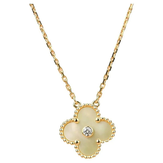 [Noble Aura jewelry]CLOVER 15MM DIAMOND GOLD MOTHER OF PEARL NECKLACE