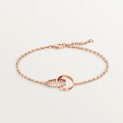[Noble Aura jewelry]LOVE DOUBLE RING HALF DIAMOND BRACELET