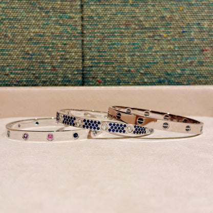 [Noble Aura jewelry]2026 PAVE GEMSTONE LOVE BRACELET 6.1MM 10 DIAMONDS