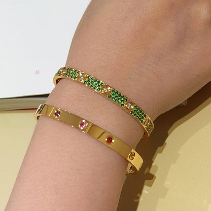 [Noble Aura jewelry]2026 PAVE GEMSTONE LOVE BRACELET 6.1MM 10 DIAMONDS