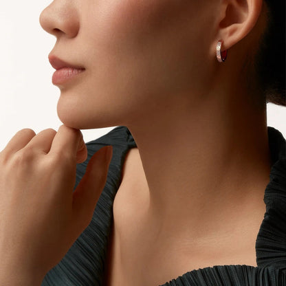 [Noble Aura jewelry]LOVE 3.3MM DANGLE HALF DIAMOND EARRINGS