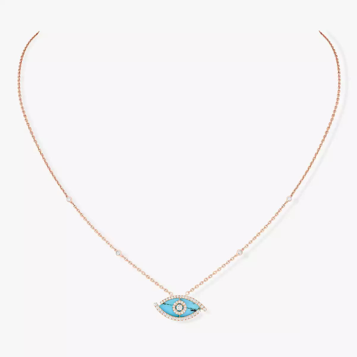 [Noble Aura jewelry]Lucky Eye Diamond Necklace in Rose Gold and Turquoise