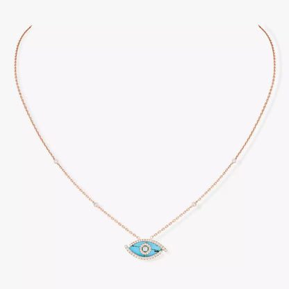 [Noble Aura jewelry]Lucky Eye Diamond Necklace in Rose Gold and Turquoise