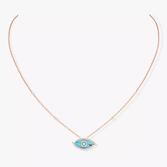 [Noble Aura jewelry]Lucky Eye Diamond Necklace in Rose Gold and Turquoise
