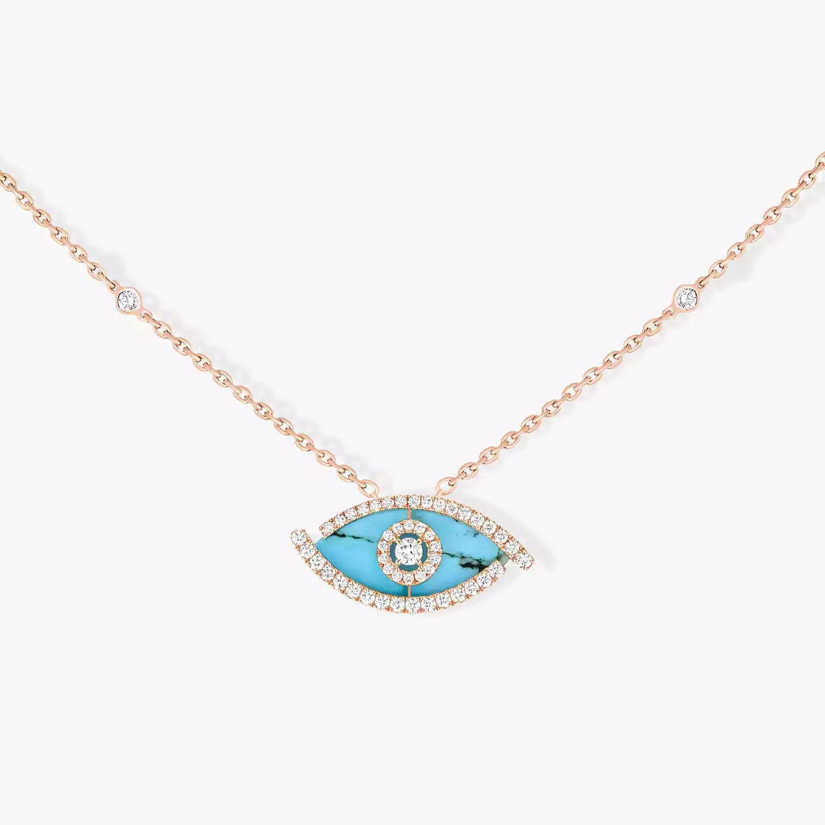 [Noble Aura jewelry]Lucky Eye Diamond Necklace in Rose Gold and Turquoise