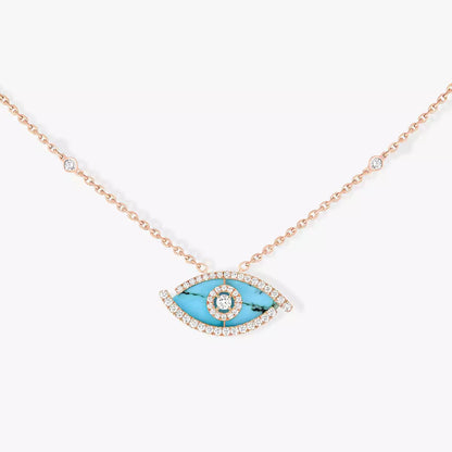 [Noble Aura jewelry]Lucky Eye Diamond Necklace in Rose Gold and Turquoise